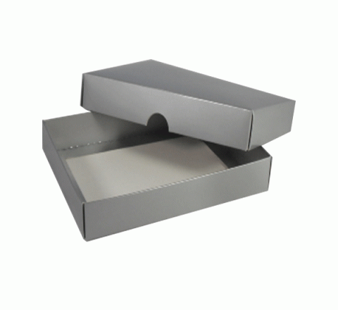 Cardboard Box 172x133x30mm Silver Gloss Base Silver Gloss Lid | Plasbox