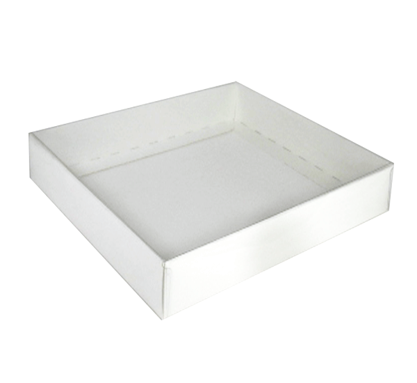 Cardboard Box 278x242x38mm White Gloss Base Clear Lid | Plasbox